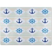 Benjamin Tate Design Nautical Elements On Striped Glass Chopping Board in Natural