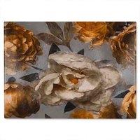 Benjamin Tate Design Golden White Flower Glass Chopping Board in Natural