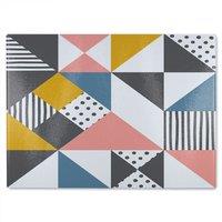 Benjamin Tate Design Coloured Geometric Pattern Glass Chopping Board in Natural