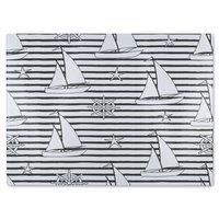 Benjamin Tate Design Sailboats Glass Chopping Board in Natural