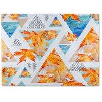Benjamin Tate Design Autumn Geometrics With Maple Leaves Glass Chopping Board in Natural
