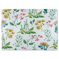Benjamin Tate Design Watercolour Leaves & Flowers Glass Chopping Board in Natural