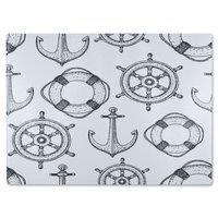 Benjamin Tate Design Anchor & Wheel Glass Chopping Board in Natural