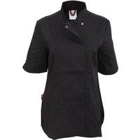 Dennys Women's Short Sleeve Fitted Chef Jacket in Black | Size: XL