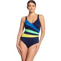 Sea Frond Wrap Panel Classicback Swimsuit - Blue/Green/Yellow