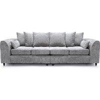 Furniture 786 Celestial 4 Seater Scatter Back Chenille Fabric Sofa in Silver