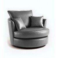Danbury Leather Swivel Chair 360 Rotation Single Seater Black, Brown or Grey