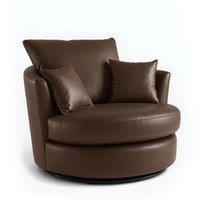 Danbury Leather Swivel Chair 360 Rotation Single Seater Black, Brown or Grey