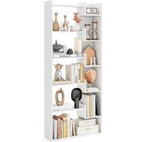 Gymax Modern 11-Shelf Bookshelf Wooden Bookcase With 2 Anti-Tipping Kits in White