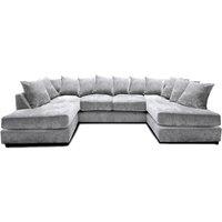 Furniture 786 Windsor Scatter Back 6 Seater U Shaped Corner Chenille Fabric Sofa in Silver