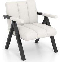 Gymax Oversized Accent Chair Comfy Reading Chair Armchair With Metal Frame in White