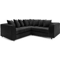 Furnishings For Less UK Ferguson 5 Seater Fabric Corner Sofa L Shaped Jumbo Cord - Scatter Back in Black