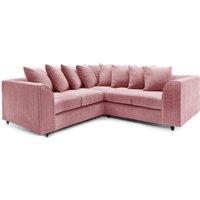 Furnishings For Less UK Ferguson 5 Seater Fabric Corner Sofa L Shaped Jumbo Cord - Scatter Back in Pink