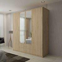 Modern 4 Door Hinged Wardrobe with LED Light W171cm x H198cm