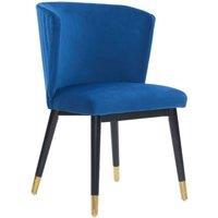 Life Interiors Single Sofina Modern Velvet Dining Chair, Tufted Back, Wooden Frame in Blue
