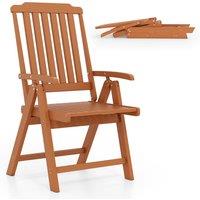 Gymax Folding Patio Chair All-Weather HDPE Outdoor Dining Chair With Armrest in Brown