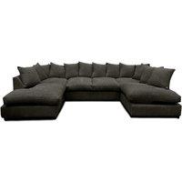 Furniture 786 Monaco Scatter Back 6 Seater U Shaped Corner Jumbo Cord Fabric Sofa in Black