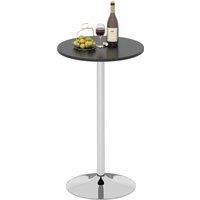 Gymax Round Bar Table 103cm Height Pub Table With MDF Top & Metal Frame in Black