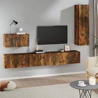 Berkfield Home 4 Piece TV Cabinet Set Smoked Oak Engineered Wood in Brown
