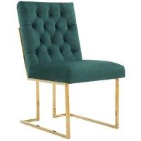Life Interiors Single Siena Luxury Tufted Velvet Dining Chair with Gold Frame in Green