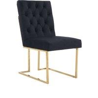 Life Interiors Single Siena Luxury Tufted Velvet Dining Chair with Gold Frame in Black