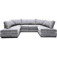 Furniture 786 Cambridge Full Back 6 Seater U Shaped Corner Chenille Fabric Sofa in Silver