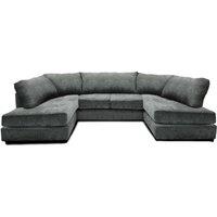 Furniture 786 Cambridge Full Back 6 Seater U Shaped Corner Chenille Fabric Sofa in Grey