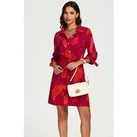 FS Collection Women's Abstract Print Shirt Mini Dress In Red | Size: Large