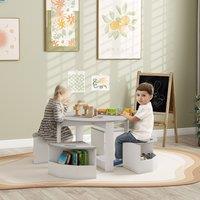 AIYAPLAY Five-Piece Kids Table & Chairs Set with Storage in Grey | Size: 1 Pack