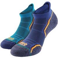 1000 Mile Men's 2 Pack Run Socklet - Single Layer Socklet Twin Pack in Blue | Size: 12-14