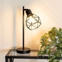 ValueLights Angus Metal Adjustable Geometric Basket Shade Table Lamp in Black