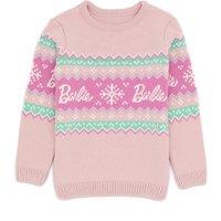 Barbie Girl's Christmas Jumper | Pink | Official Merch | Size: 3-4 Years
