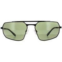 Serengeti Men's Rectangle Shiny Black Transparent Layer Mineral Polarized 555nm Green Hinkley