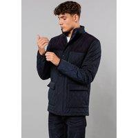 Kensington Eastside Men's Diamond Quilted Jacket with Corduroy Detail in Navy | Size: Small