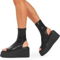 Lamoda Women's Games Of Luck Black Chunky Platform Creeper Ankle Boots Bold Edgy | Size: 6