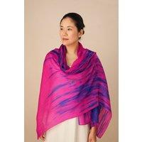 Silk and Bears Women's Fuchsia Purple Stripe Silk Habotai Scarf