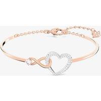 Swarovski Women's Infinity Heart Two Colour White Crystal Bangle 5518869 M in Gold | Size: Medium