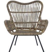 Orsina Kubu Natural Rattan Chair, Easy to Clean Outdoor Chair, Arm & Backrest in Grey
