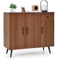 Costway Buffet Cabinet Kitchen Modern Storage Cabinet w/Pull-out Drawer in Walnut
