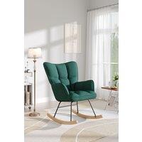 H&O Direct Classic Tufted Rocking Chair in Dark Green