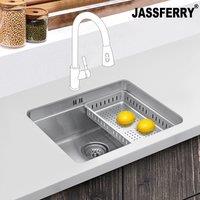 JASSFERRY Undermount Kitchen Sink with Dish Drainer Rack, 540 x 440 mm in Silver