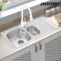 JASSFERRY Stainless Steel Kitchen Sink Inset 1.5 Bowl in Silver