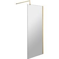 Balterley 8mm Wetroom Screen & Support Bar: 760mm x 1850mm, Brushed Brass in Metallics
