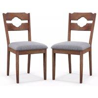 Costway Set of 2 Dining Chairs Armless Upholstered Rustic Kitchen Side Chair in Brown