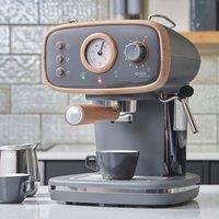 Cooks Professional 15-Bar Retro Espresso Coffee Machine 1.2L with Frothing Steam Wand in Grey