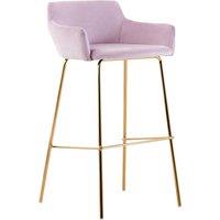Orsina Pink Velvet Low Back Bar Chair, Contemporary Gold Finish Metal Frame Barstool, Modern Home Bar Seating