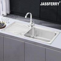 JASSFERRY Large Bowl Kitchen Sink Stainless Steel Inset Reversible Drainer in Silver