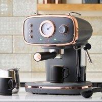 Cooks Professional 15-Bar Retro Espresso Coffee Machine 1.2L with Frothing Steam Wand in Grey