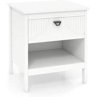 Costway 2-tier End Table Wood Side Table with Open Storage Shelf in White