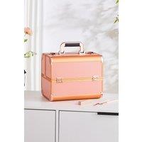 SHEONLY Gold Cosmetic Box 4 Trays with Compartments Professional Makeup Box Storage Organizer Case